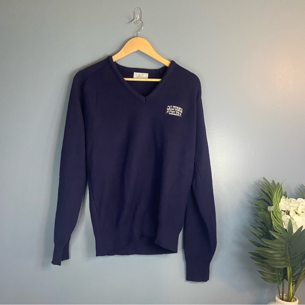 Vintage Pinnacle Navy Blue Embroidered “ California Cooler” Sweater